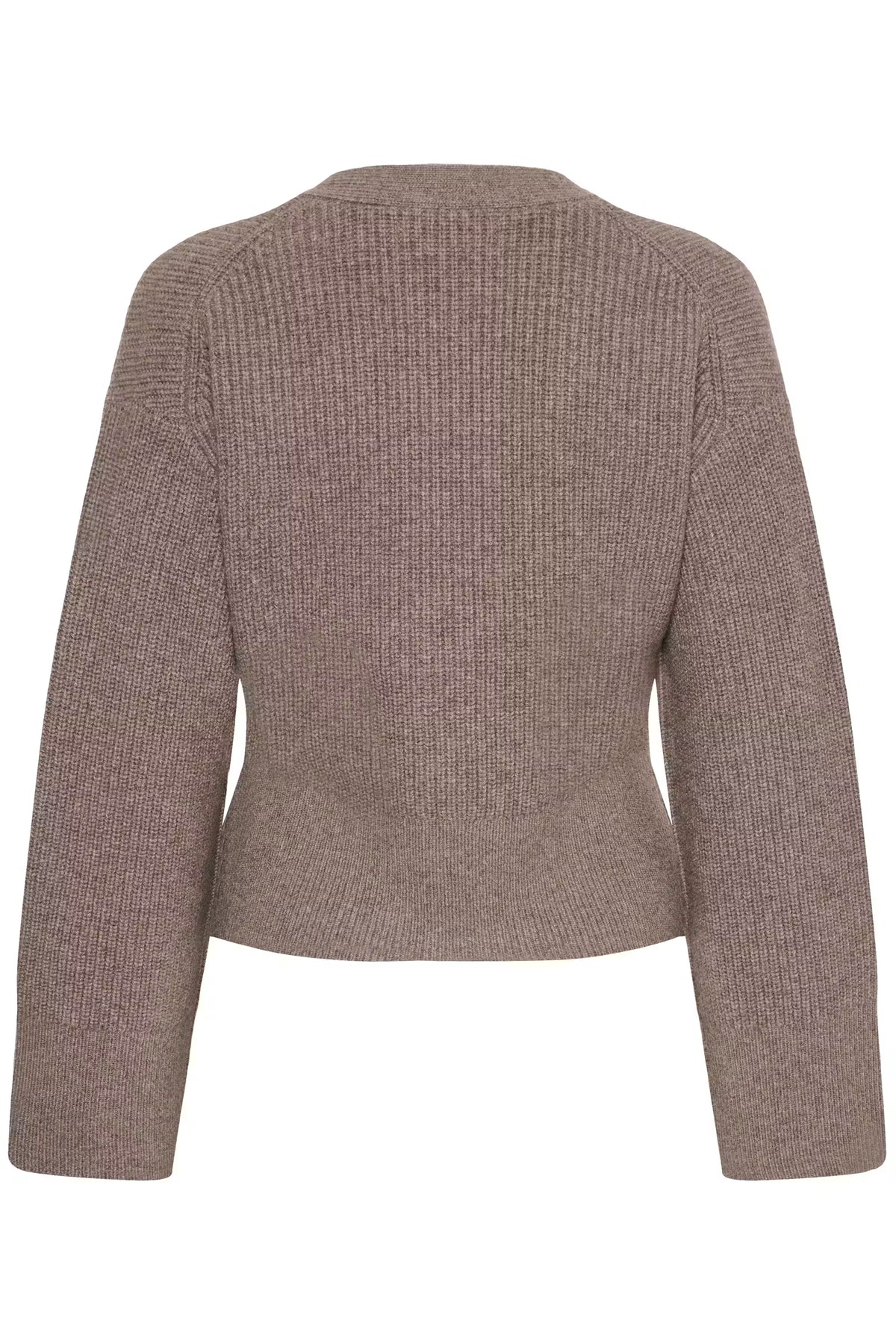 InWear Noomi Kaxy taupe ribbed wool cardigan – product back view