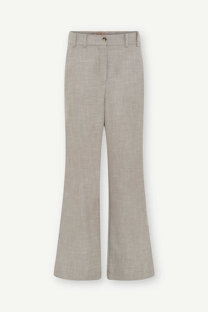 Gustav Callista Sand Stone beige tailored trousers with wide flared legs – front product view