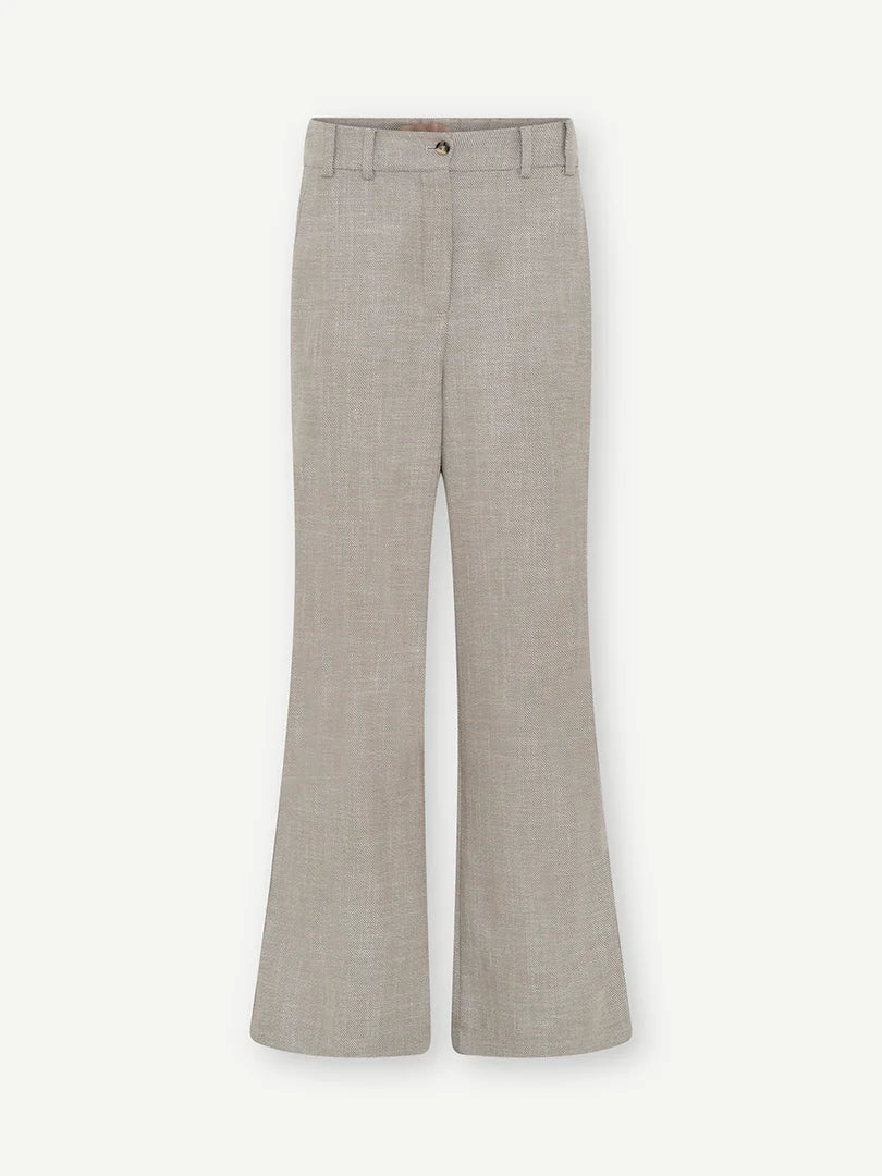 Gustav Callista Sand Stone beige tailored trousers with wide flared legs – front product view