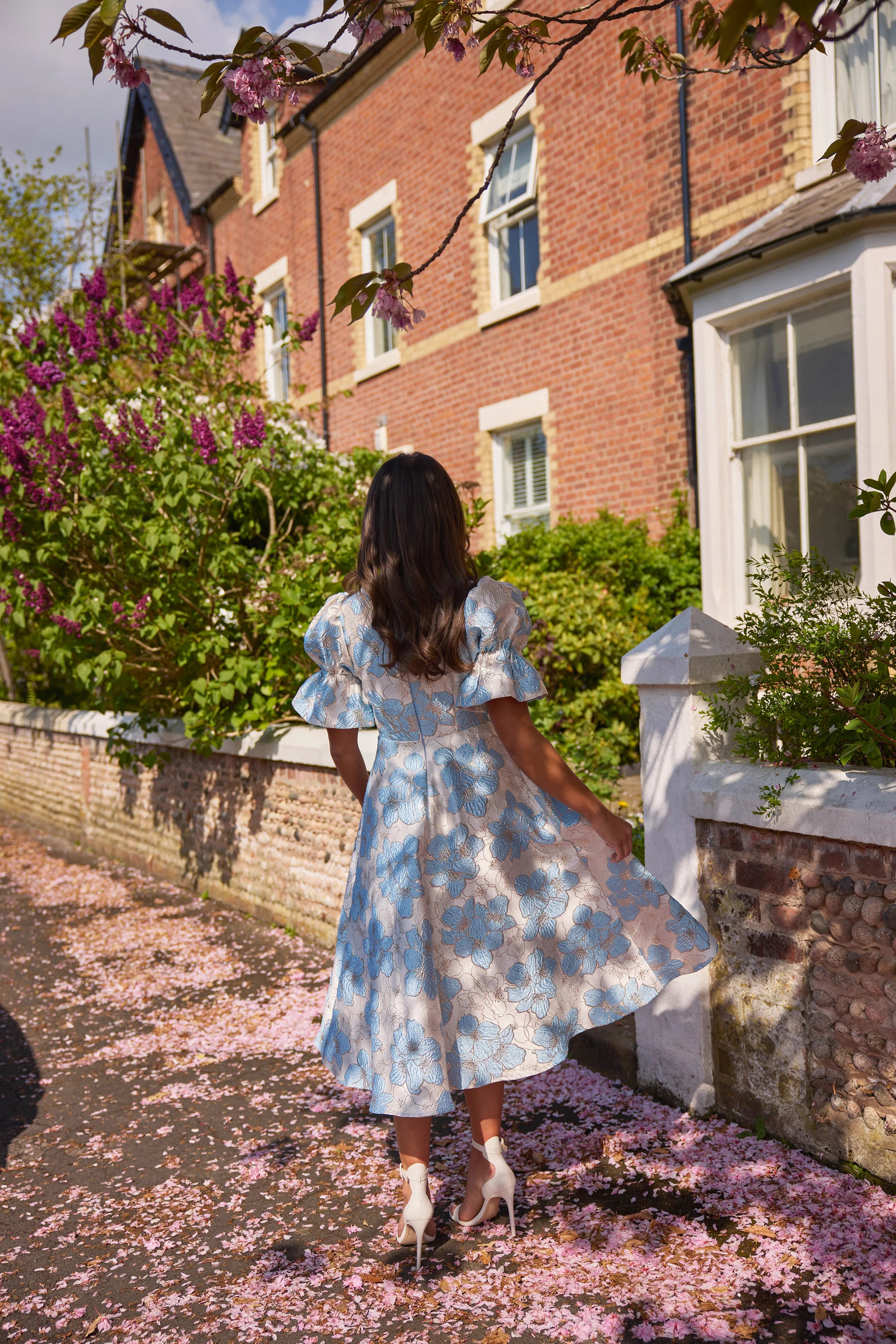 8th Sign Callie Bow Front Occasion Dress outdoor styling From back