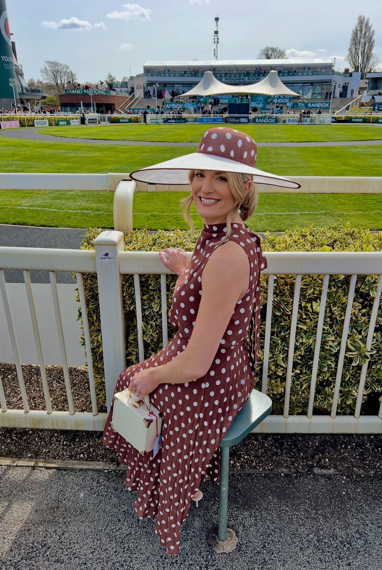 8th Sign Milly brown polka dot race day dress with statement hat