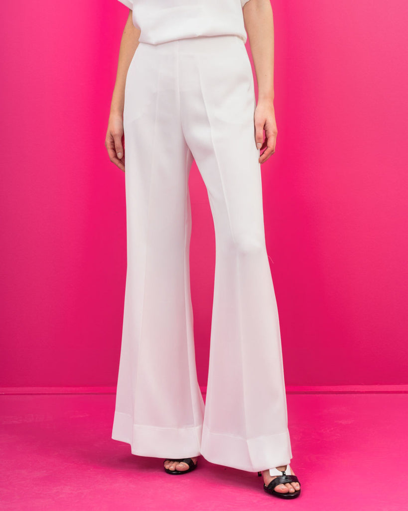 Access Fashion White High Waisted  Smart Flared Trousers