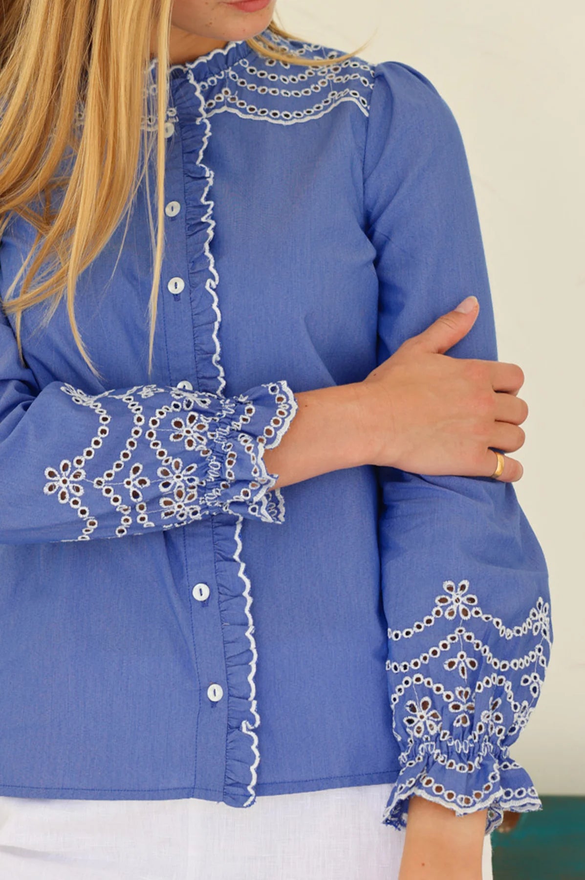 Aspiga broderie anglaise blouse sleeve detail