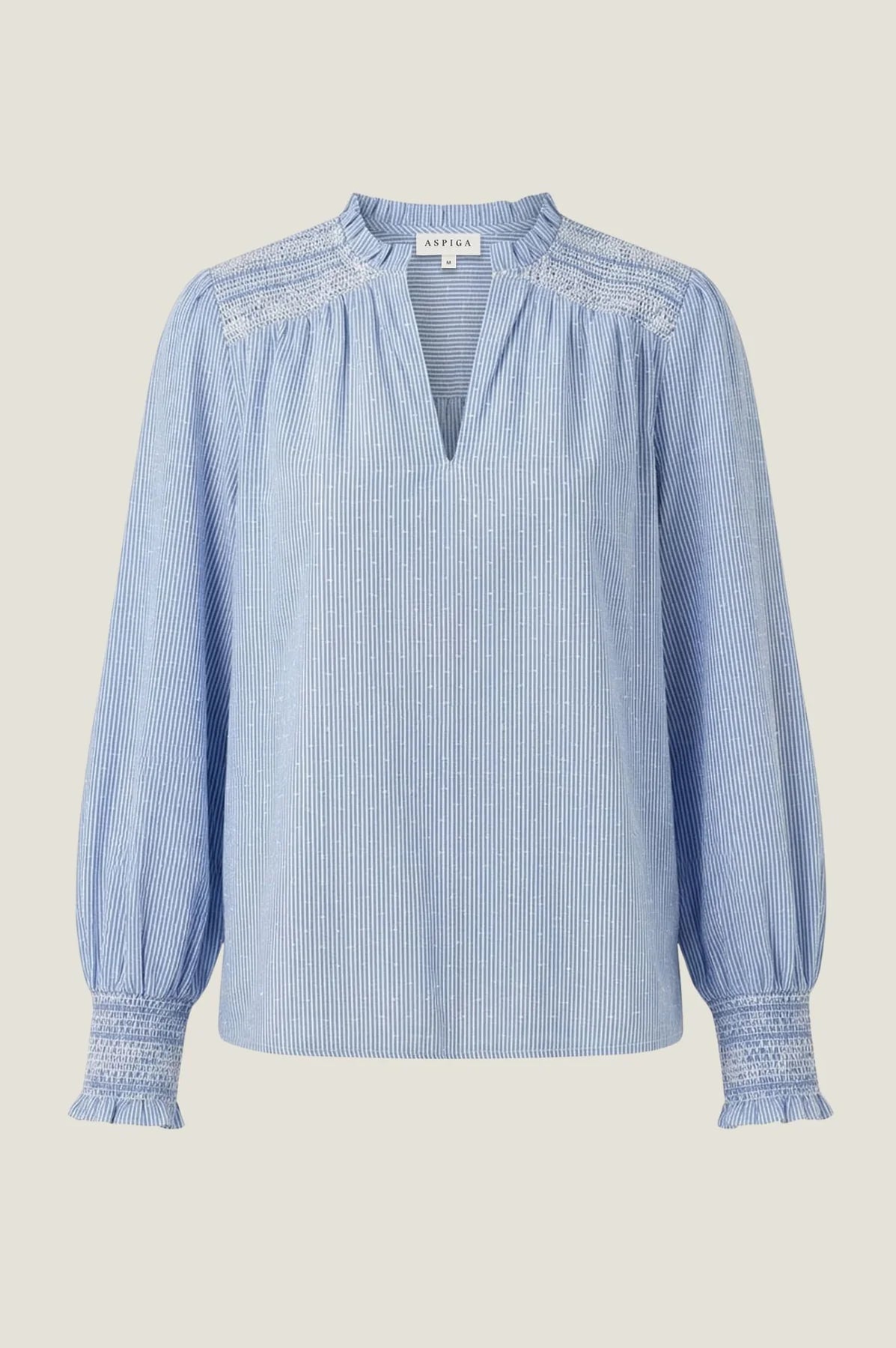 Aspiga dobby stripe cotton blouse full length front