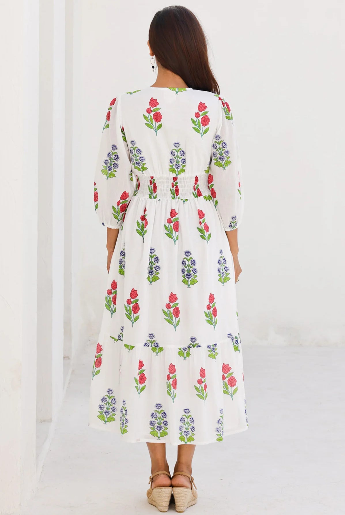 Aspiga sustainable cotton midi dress back view
