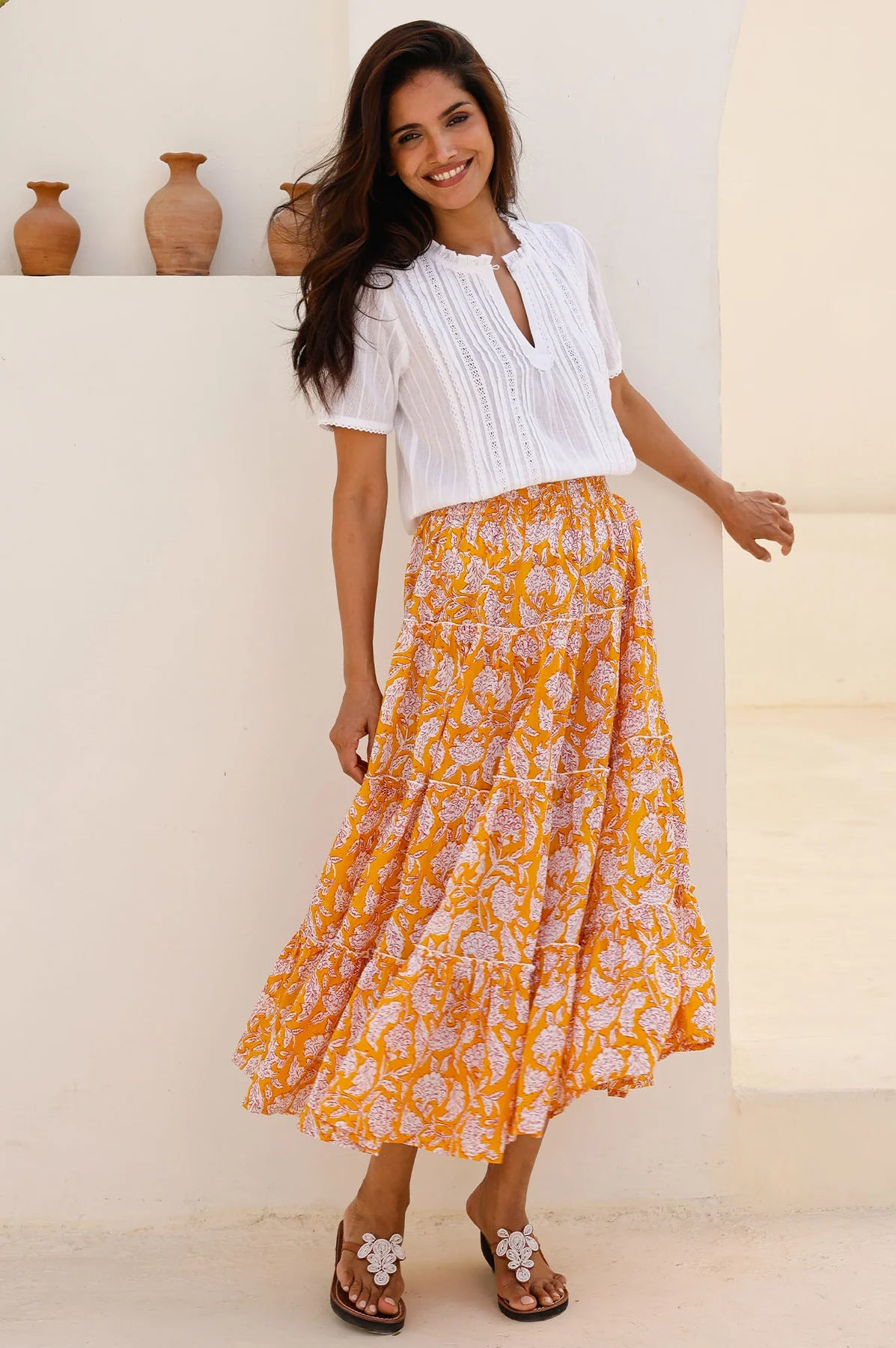 Aspiga Vienna white cotton blouse full length styling