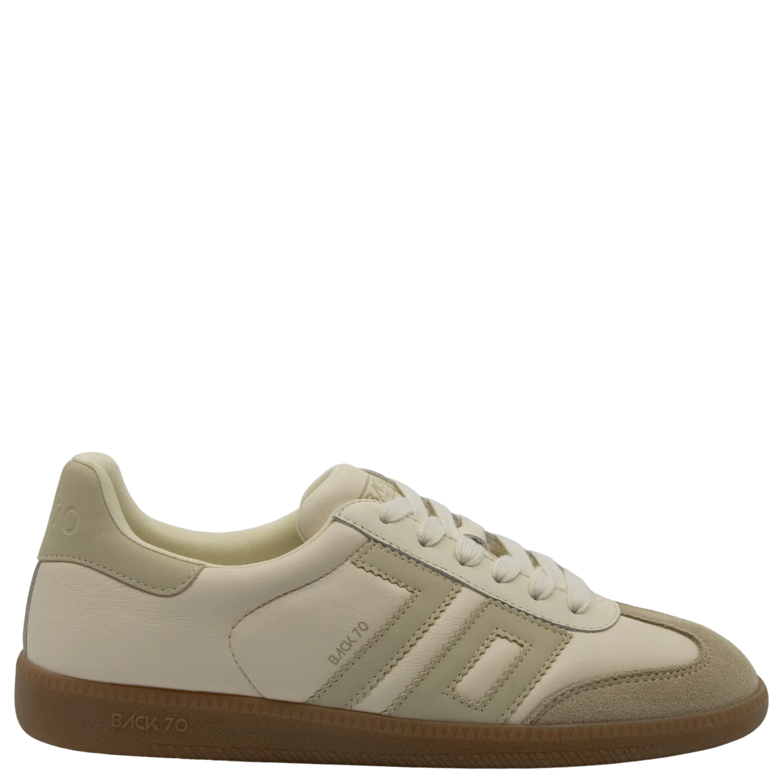 Back 70 Cloud D26 cream beige retro trainers leather suede side view