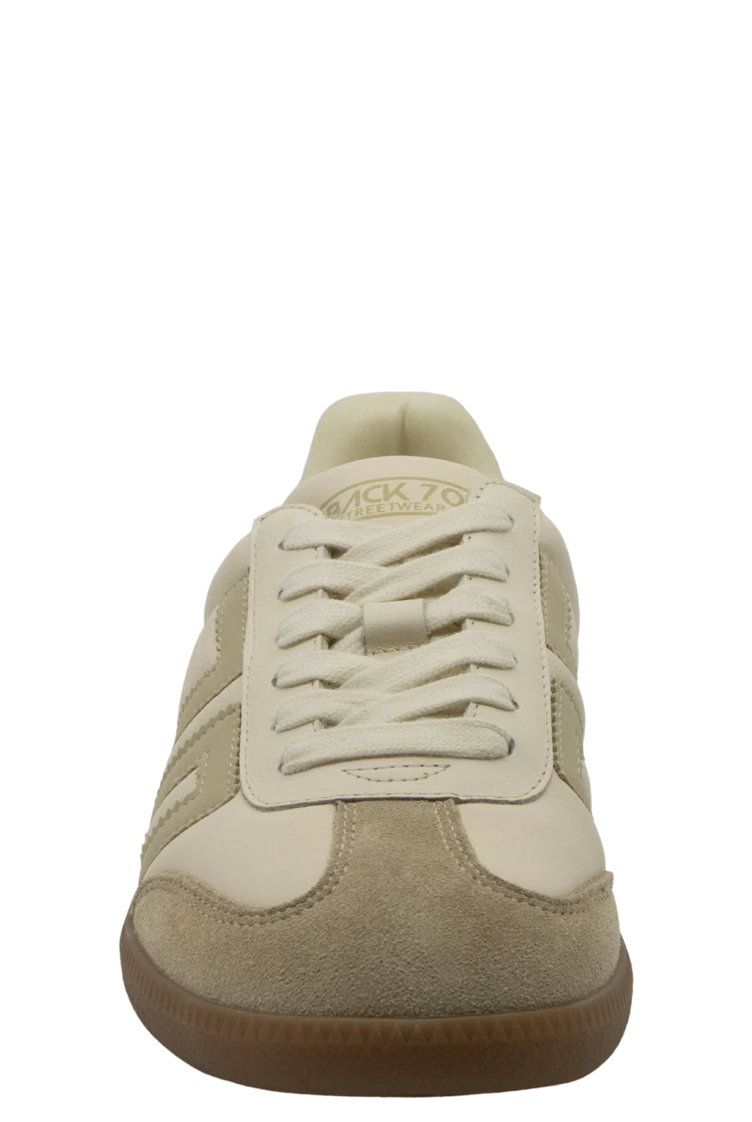 Back 70 Cloud D26 cream beige retro trainers front view