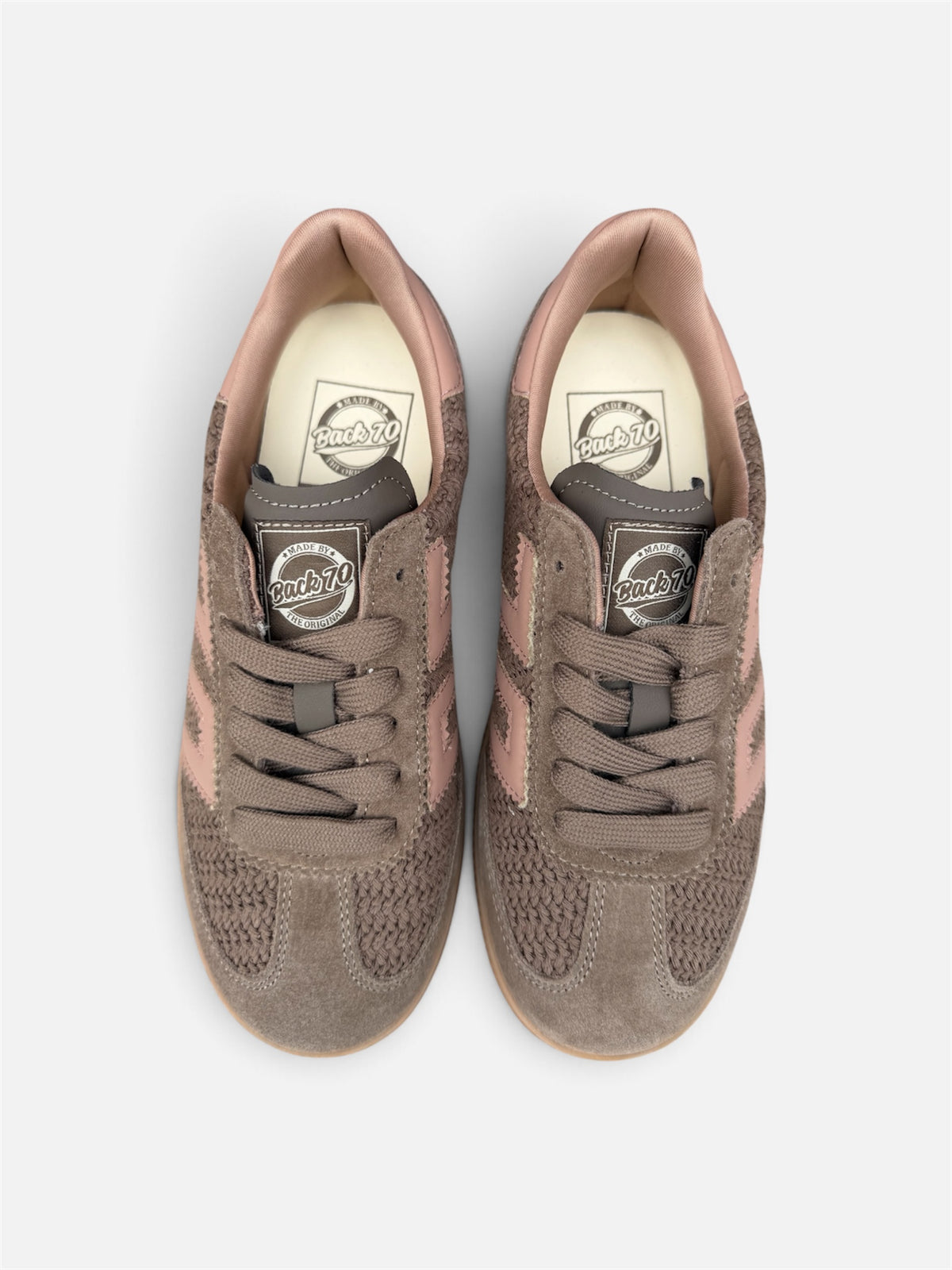 Back 70 Cloud taupe textured trainers – top view