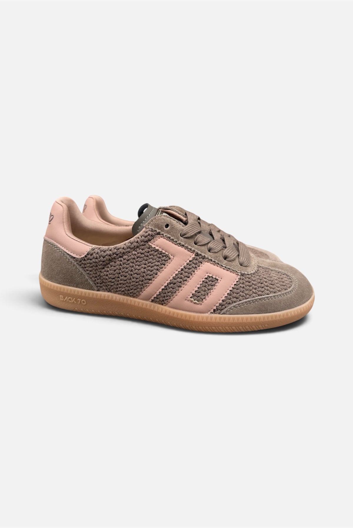 Back 70 Cloud taupe and pink textured trainers – side view