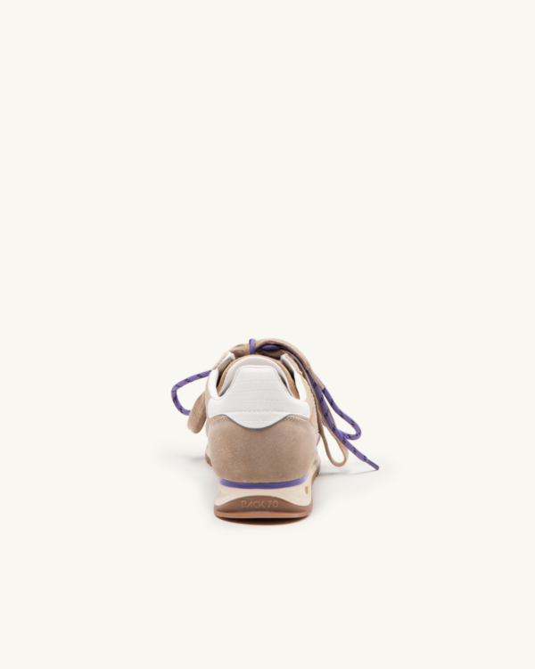 Back 70 Jogger Spongy beige and purple trainers back view