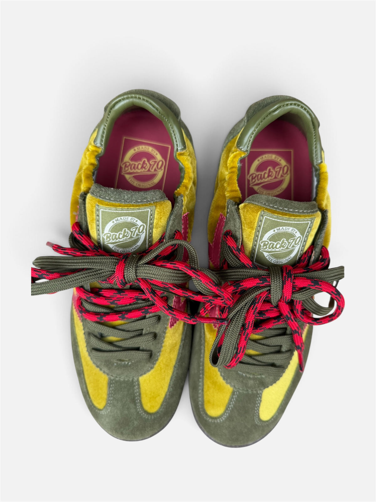 Back 70 Rocket lime suede trainers – front pair view