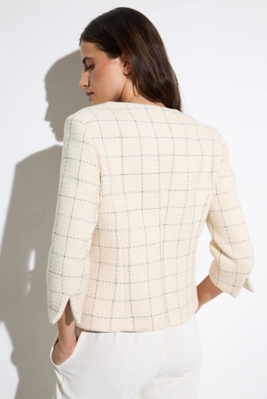 Bariloche Carrascal tweed fringed jacket back view