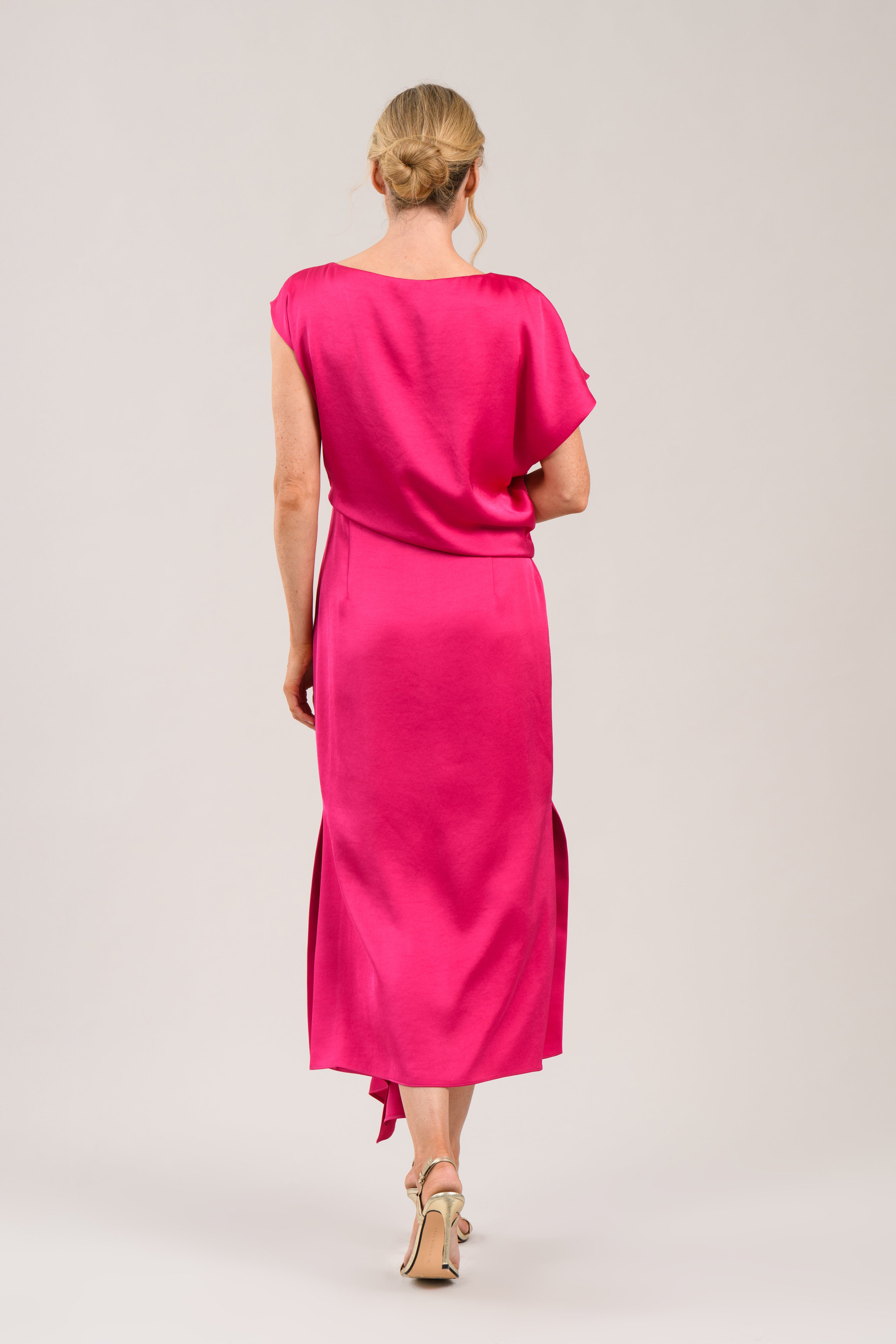 Caroline Kilkenny Ania cerise long formal dress back view