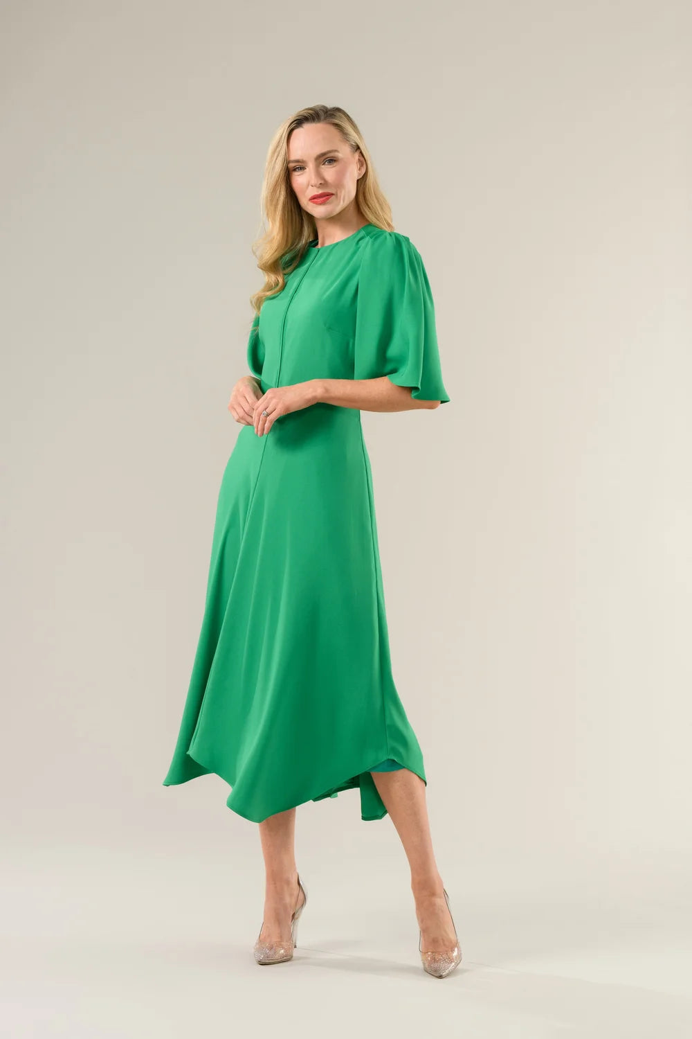 Caroline Kilkenny Apollo Green Midi Dress – Irish designer occasion wear