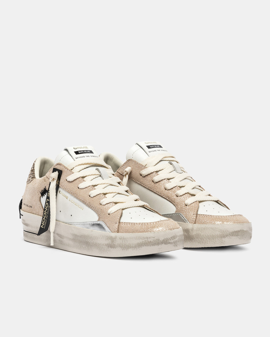 Crime London SK8 Deluxe platform trainers in champagne suede