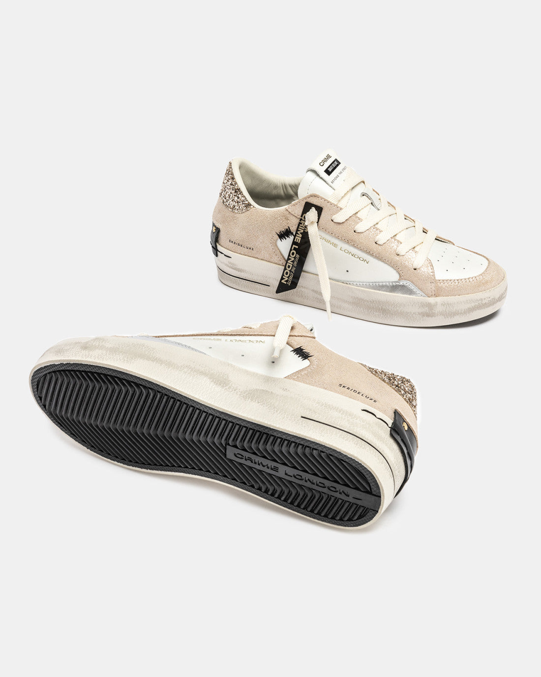 Crime London champagne suede trainers with platform sole