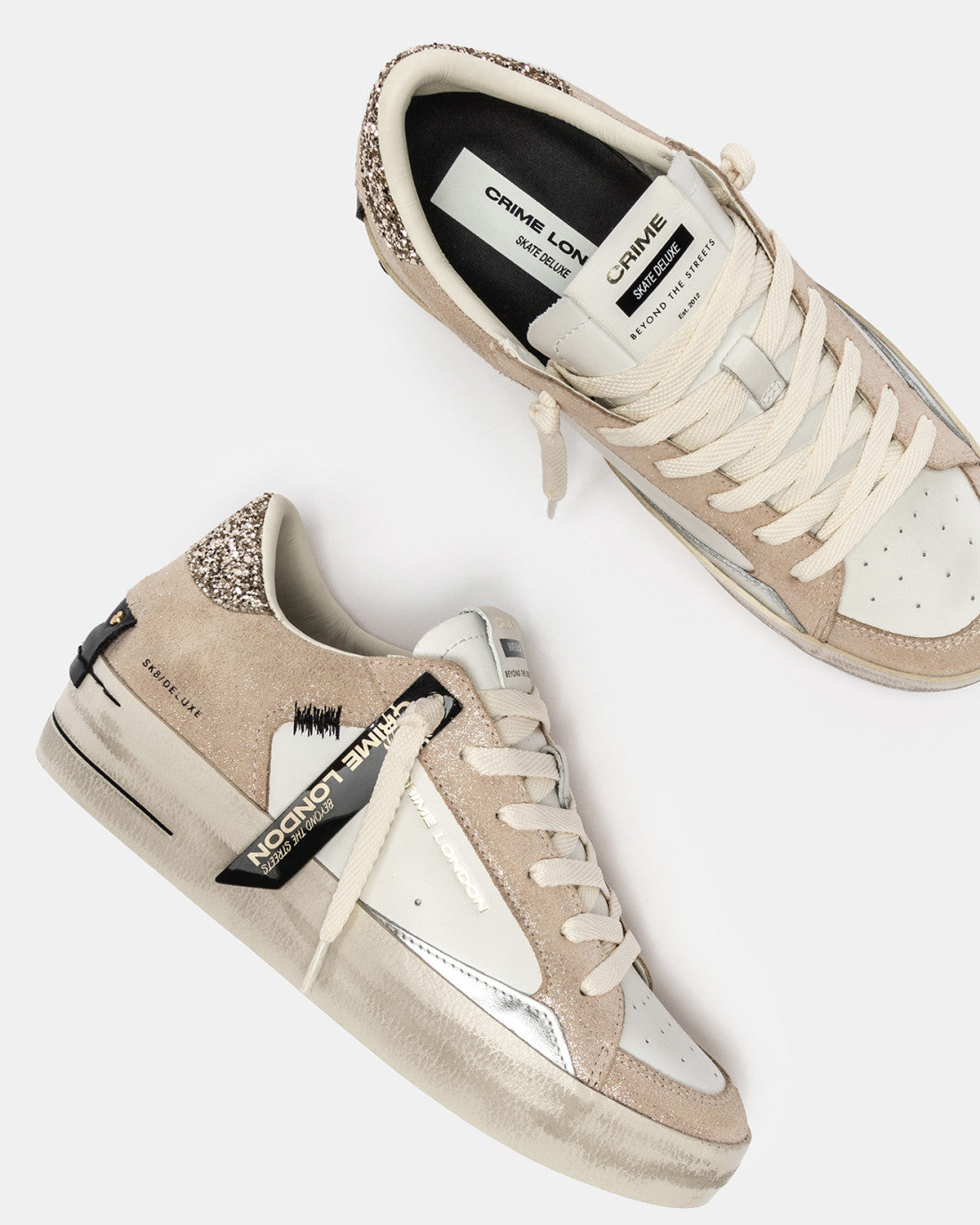 Urban-style Crime London designer trainers in neutral champagne shade