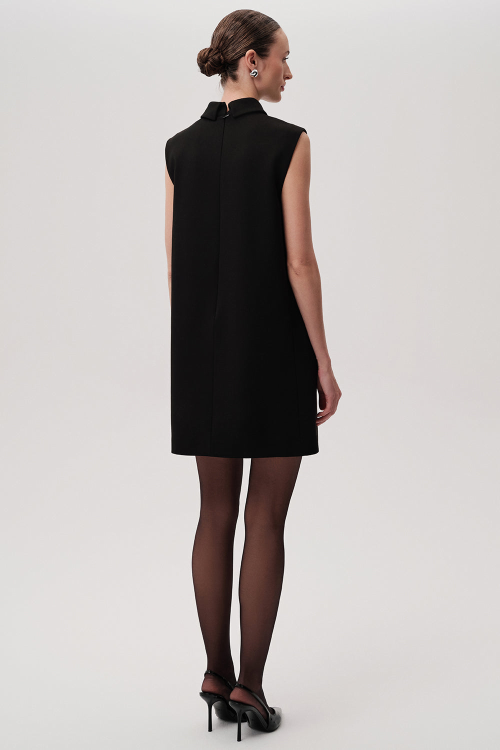 Exquise Embry sleeveless dress in black – back view with clean A-line cut