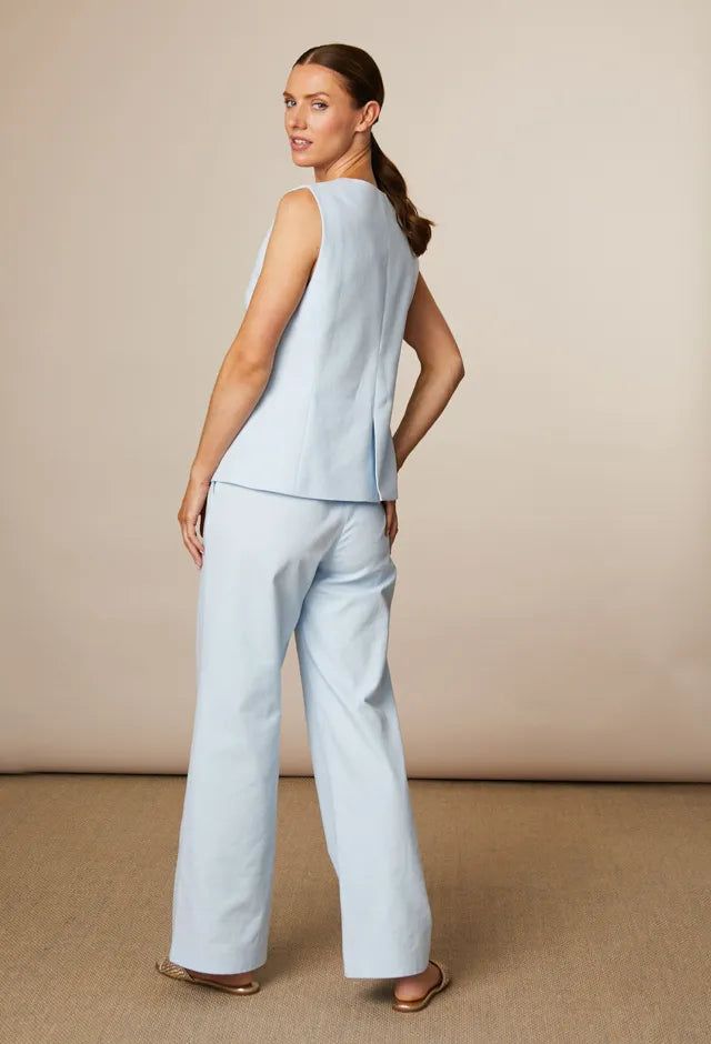 Fee G Candy wide leg trousers back view light blue