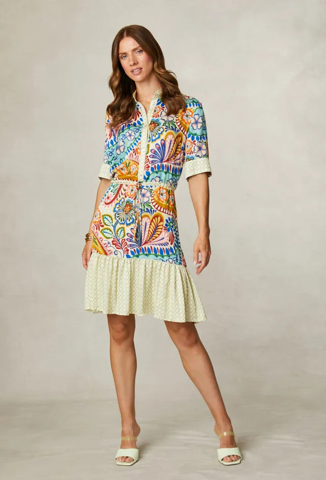 Fee G Sarah Short Paisley Print Dress front view