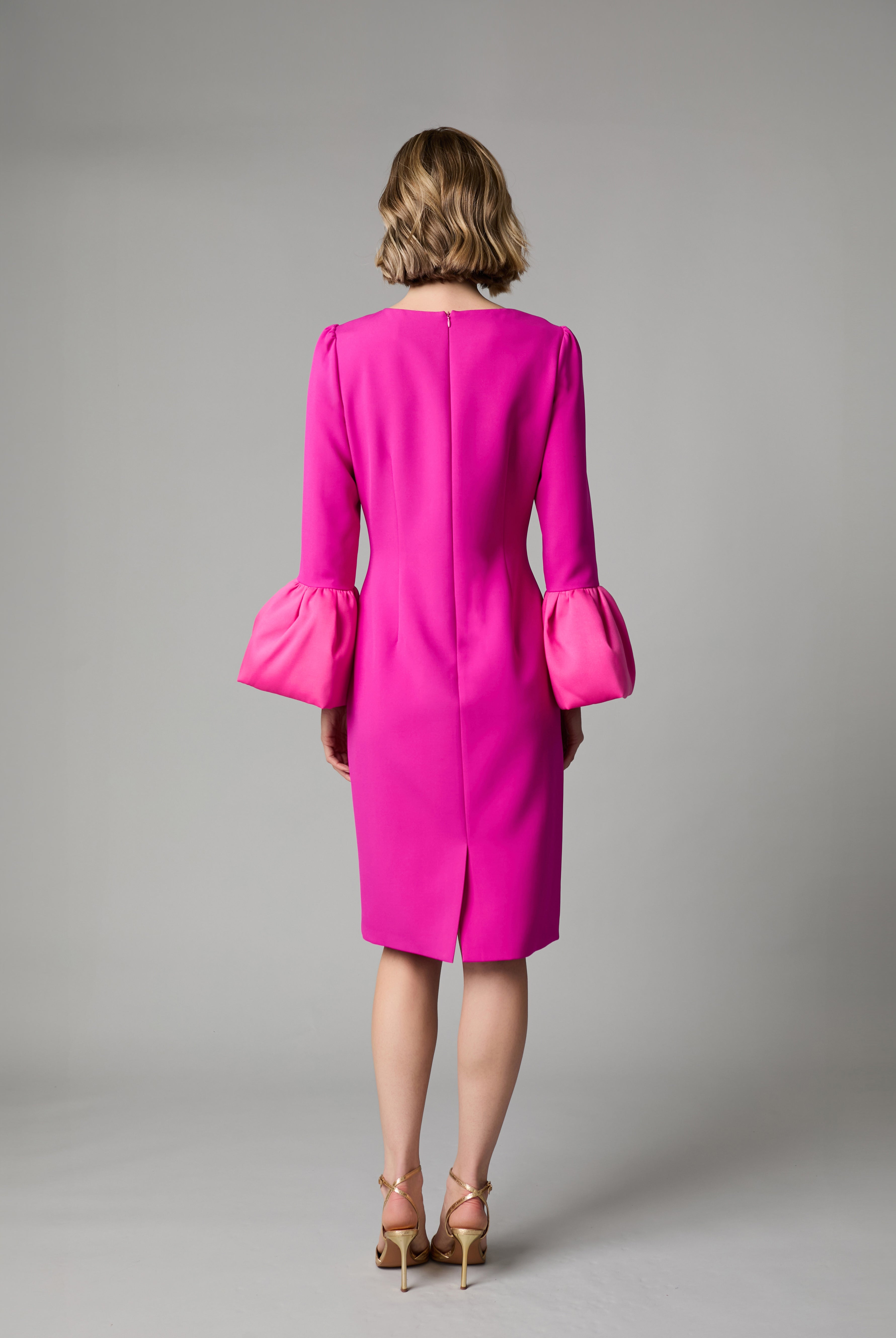 Fee G Julianna pink midi dress back view