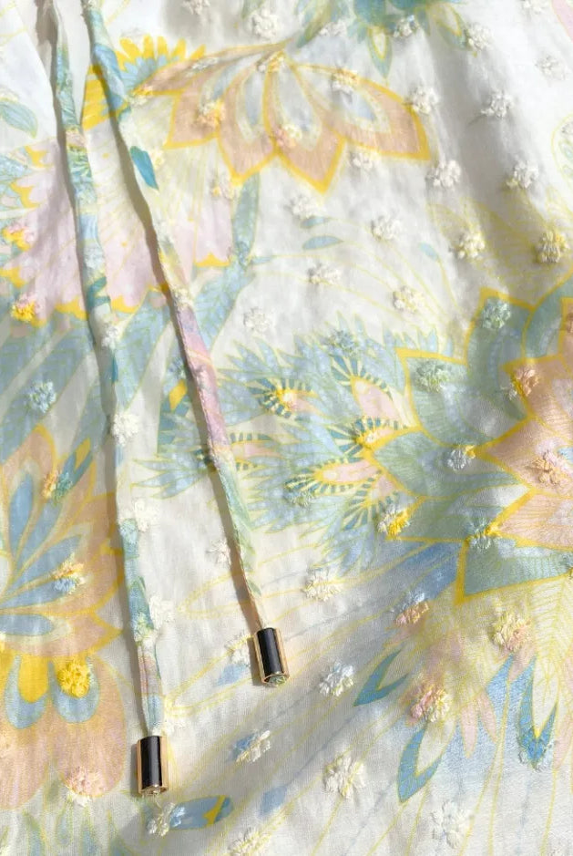 Fee G Violet Soft Floral Print Chiffon Blouse fabric detail