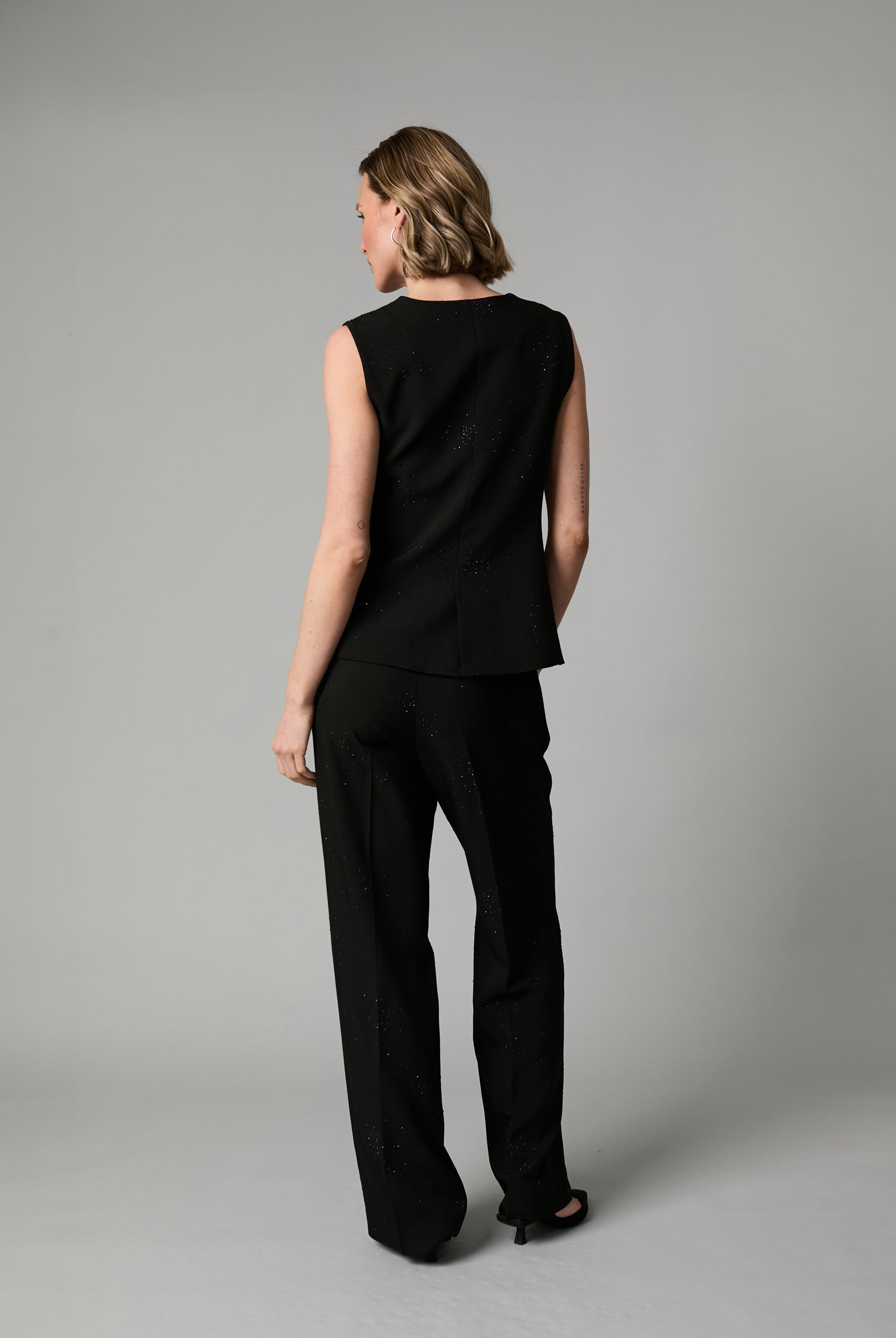 Fee G black fitted waistcoat back view