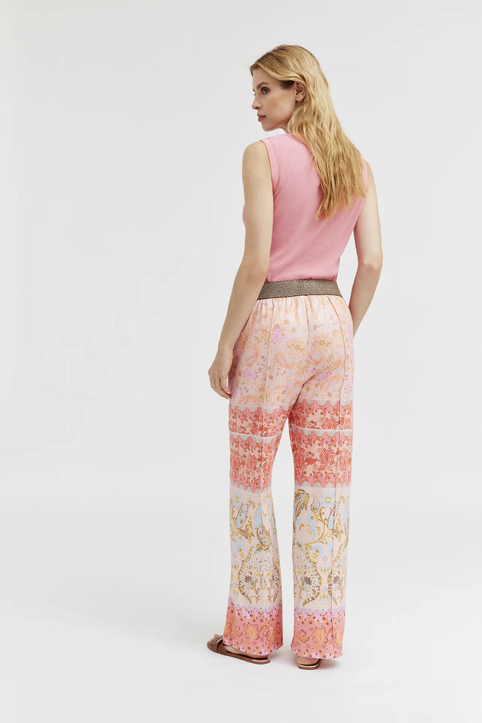 Gustav Marisa Pink Paisley Print Jersey Trousers From The Back 