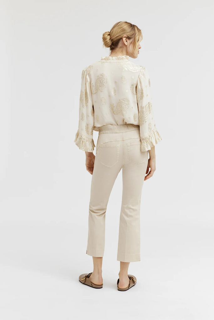 Gustav Dodo Beige Zip Pocket Trousers With Elastic Waist From The Back