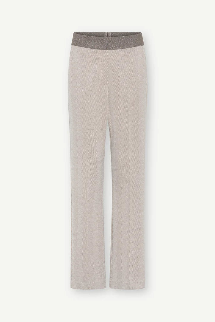 Gustav Marit jersey trousers flat lay showing straight leg shape and waistband detail