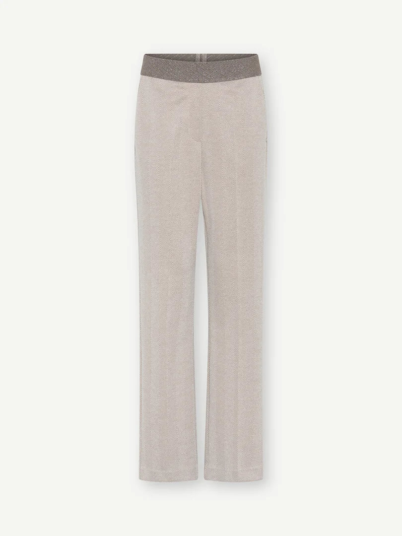 Gustav Marit jersey trousers flat lay showing straight leg shape and waistband detail