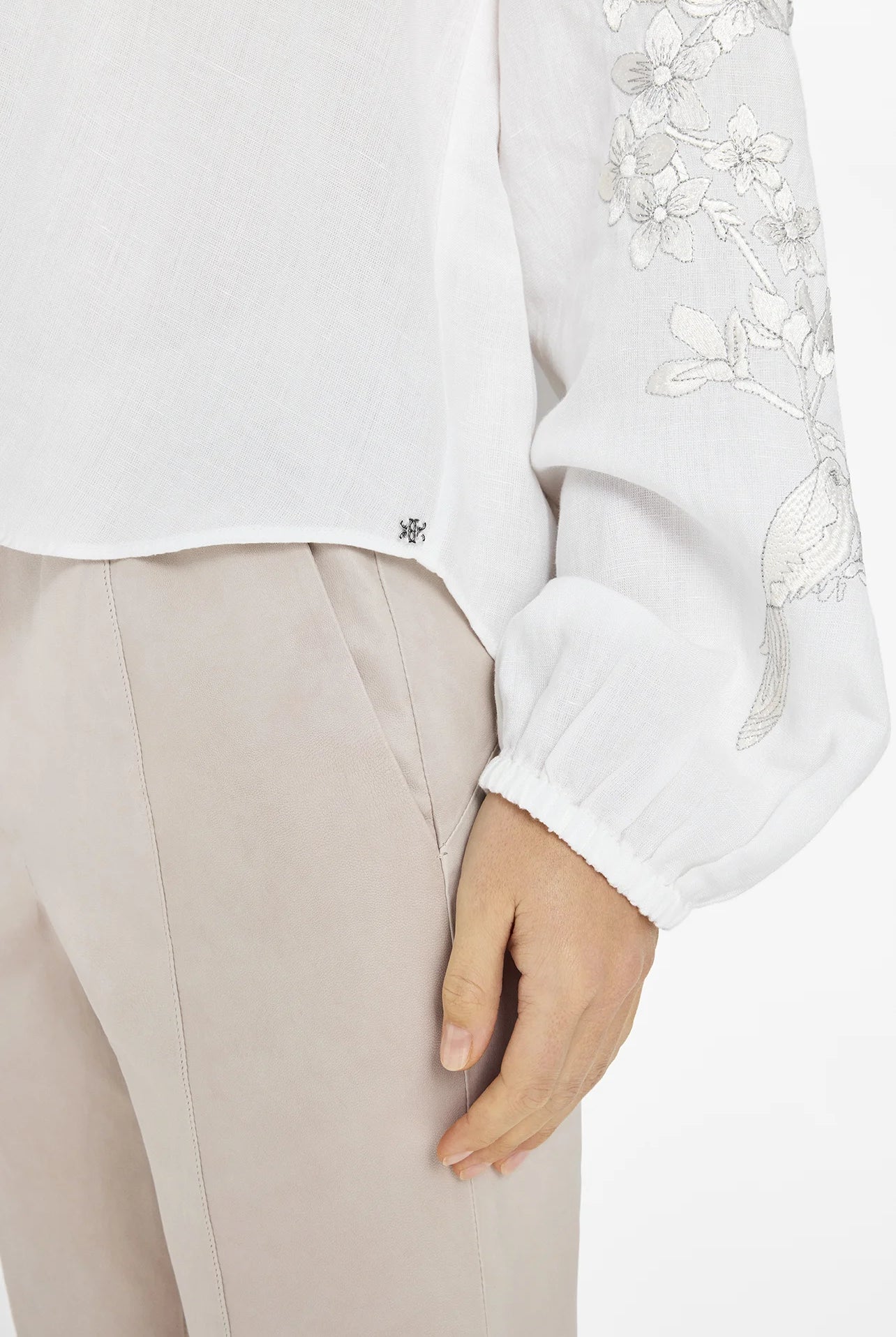 Gustav Annsofie blouse sleeve detail silver embroidery