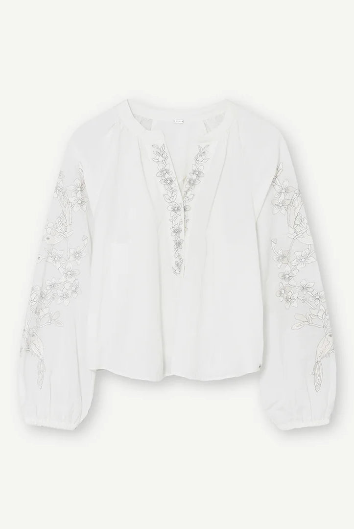 Gustav Annsofie embroidered blouse front flat lay