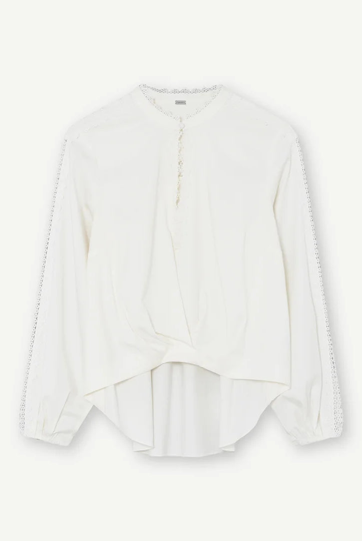 Gustav Lise lace sleeve detail off white blouse