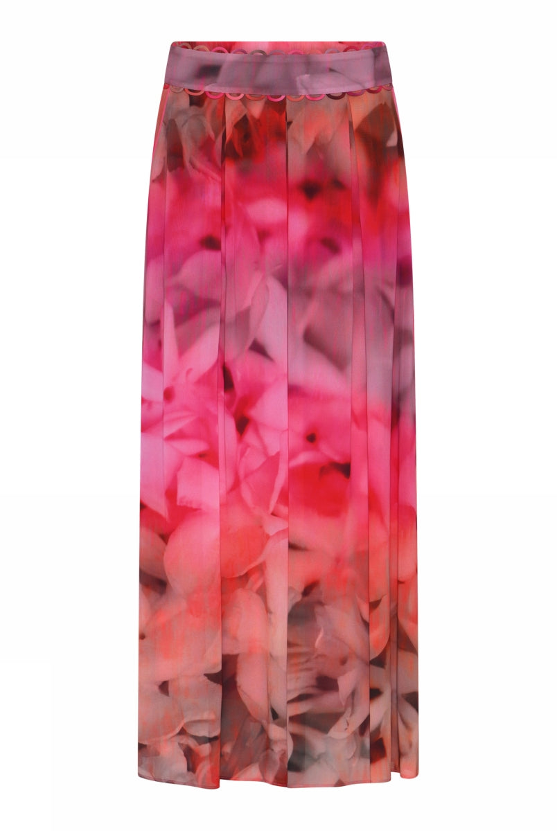 Gustav Maybel pink floral pleated midi skirt front view