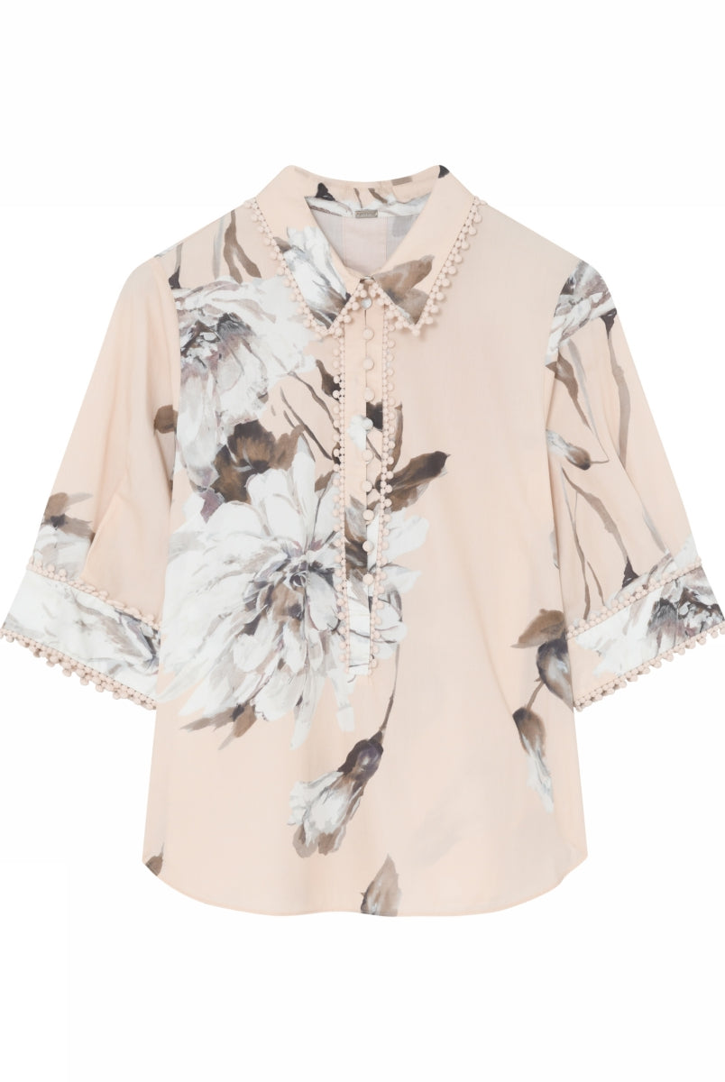 Gustav Bayanna cream floral print cotton shirt front view