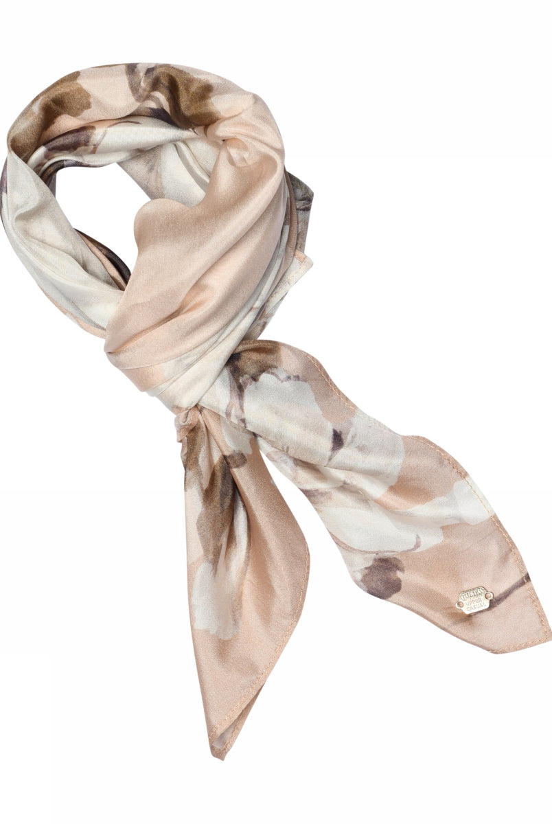 Gustav cream floral print pure silk scarf