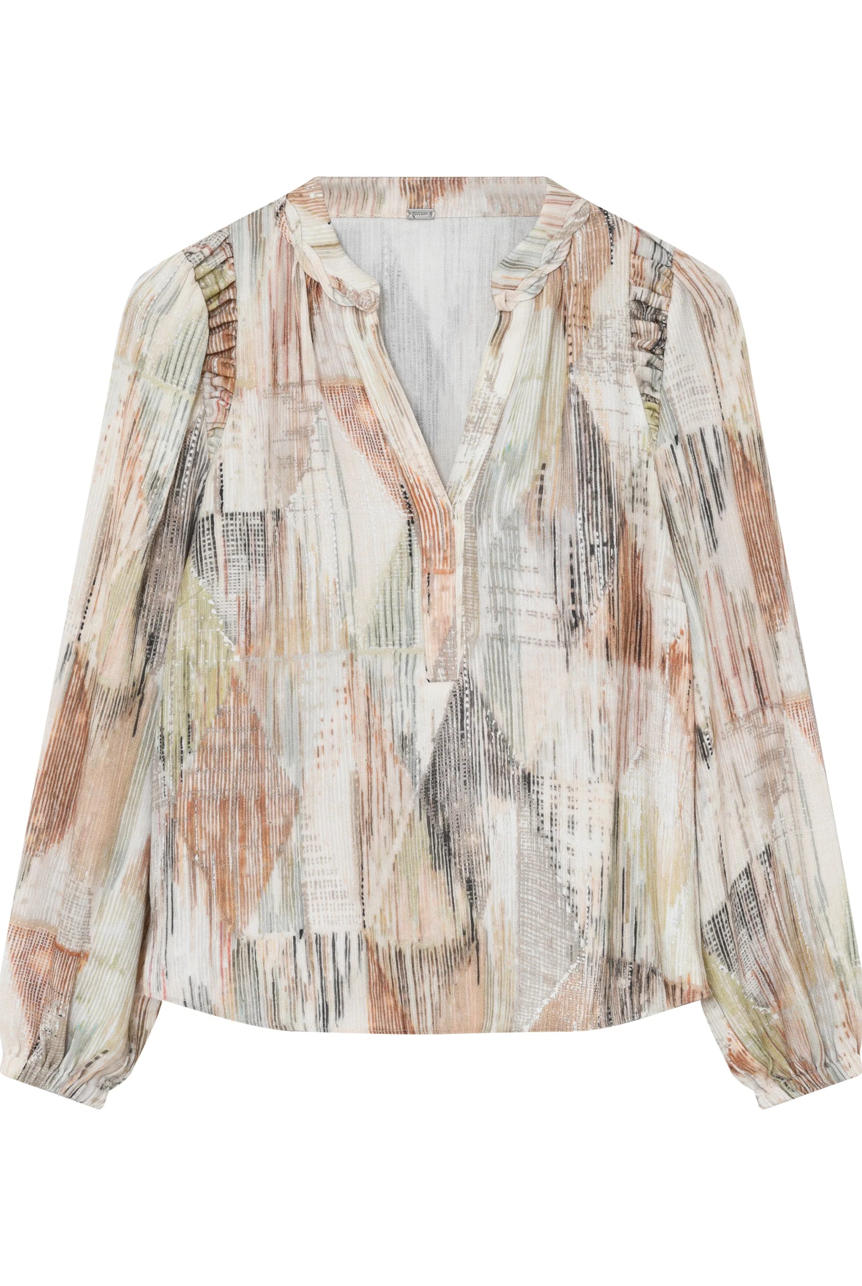 Gustav Judi beige abstract print A-line blouse front view