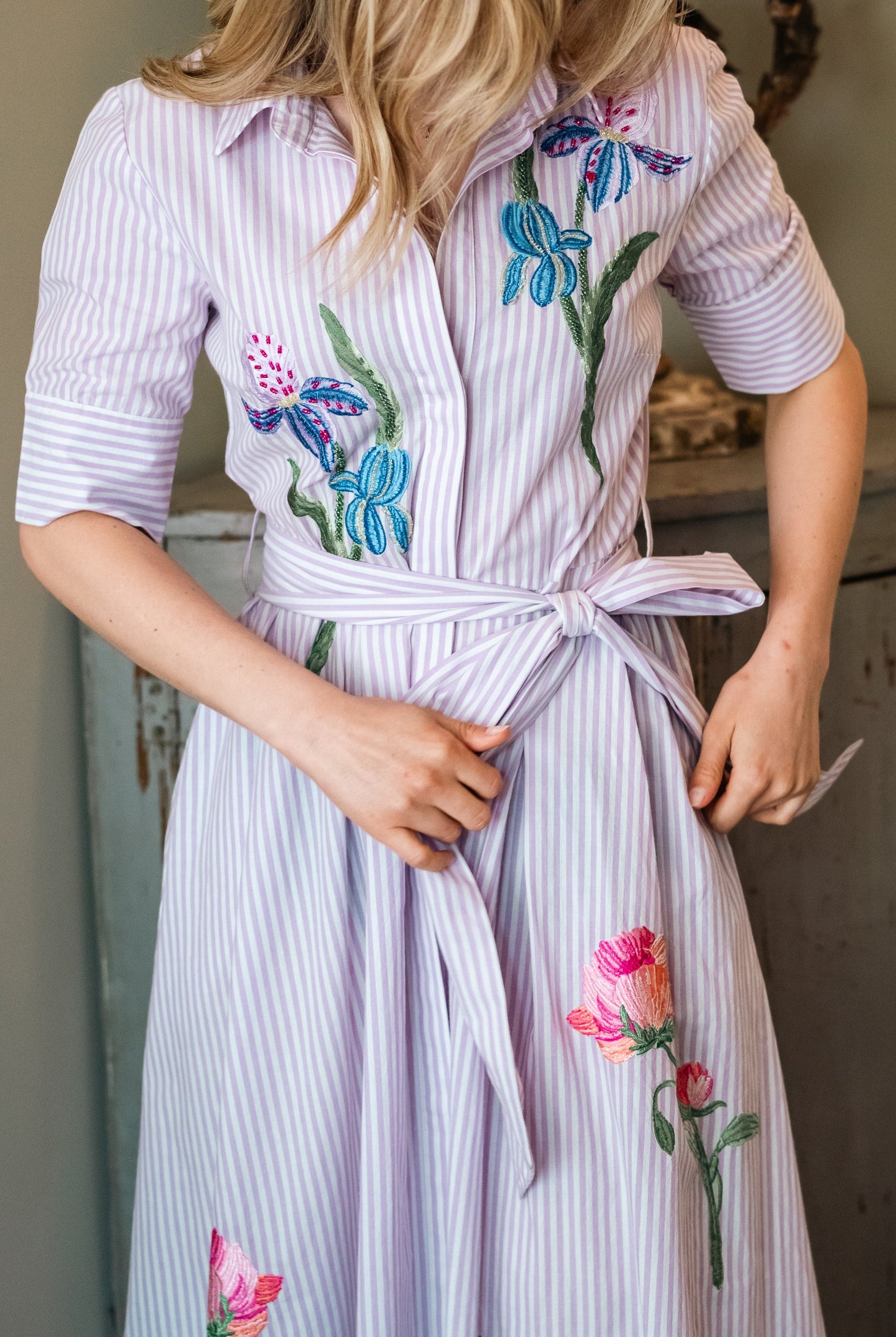 Hope & Ivy Merrin cotton midi dress with full A-line skirt