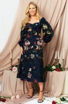 Hope & Ivy Adrienne Blouson Sleeve Midi Dress with Sweetheart Neck