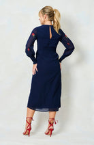 Hope & Ivy Jodie dress with embroidery and back button detail