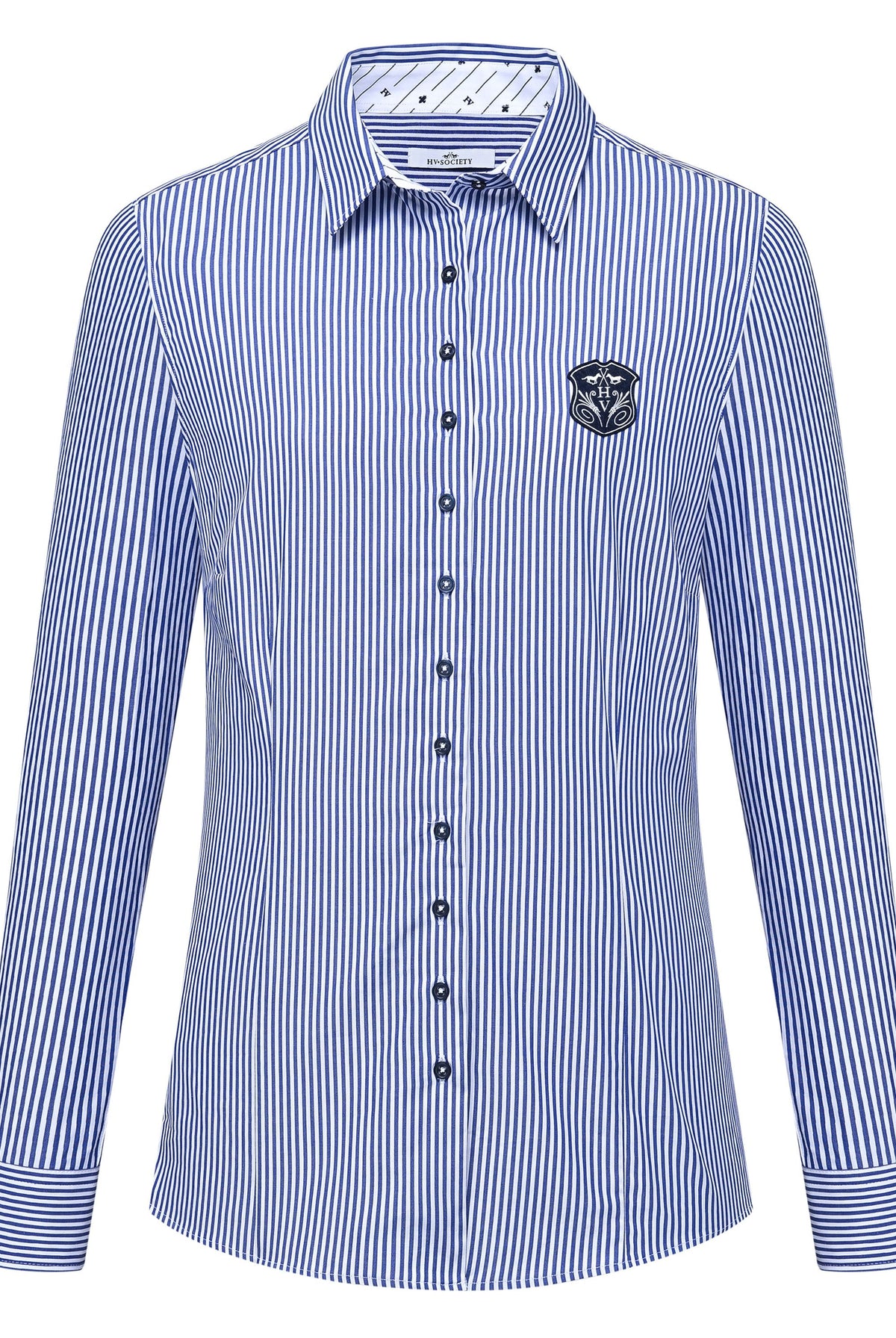 HV Society Gonda navy and white pinstripe shirt – front product view