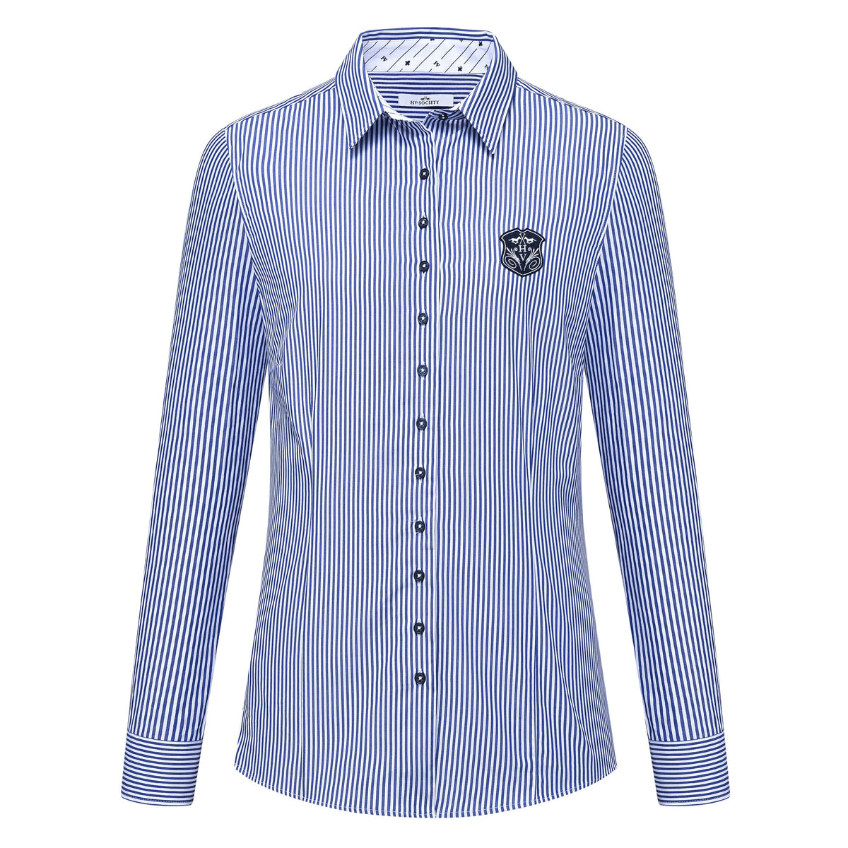 HV Society Gonda navy and white pinstripe shirt – front product view