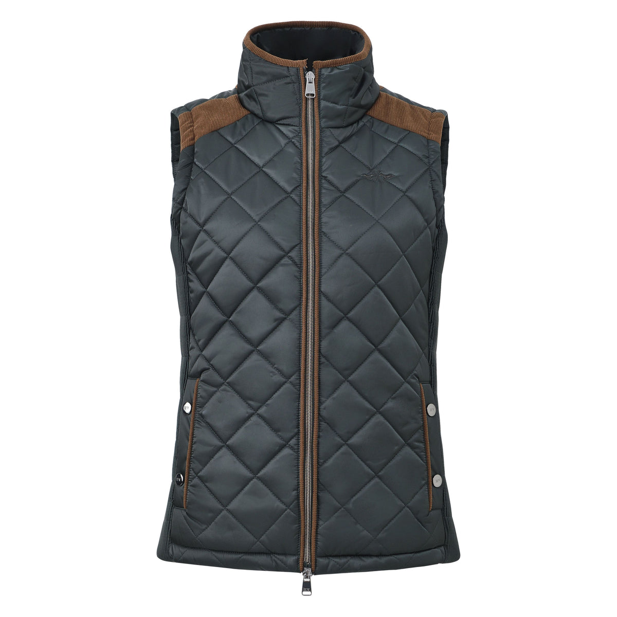 HV Society Isabel Black Forest green diamond quilted gilet – front product view