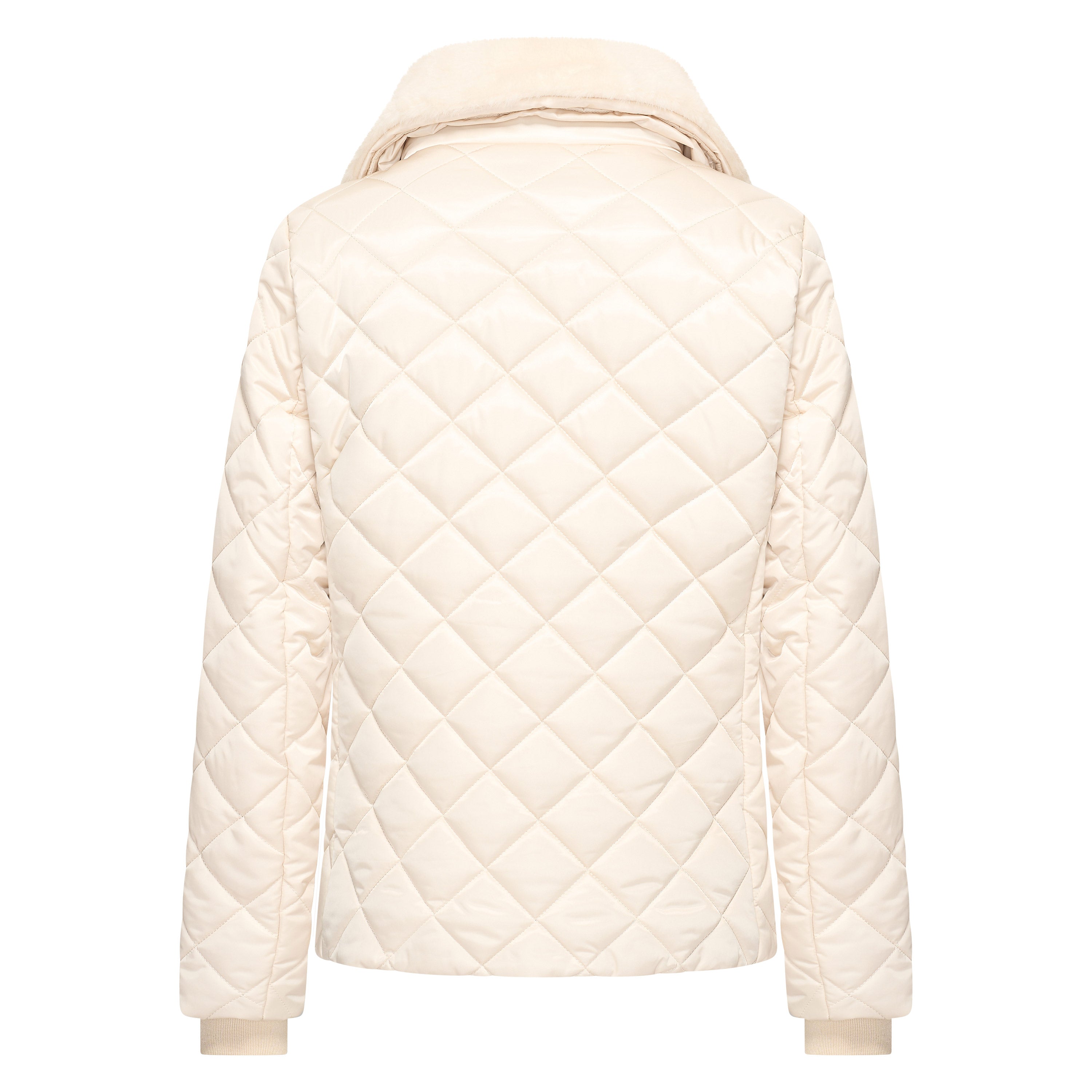 Women’s quilted cream jacket with faux fur trim & Elasticated cuffs
