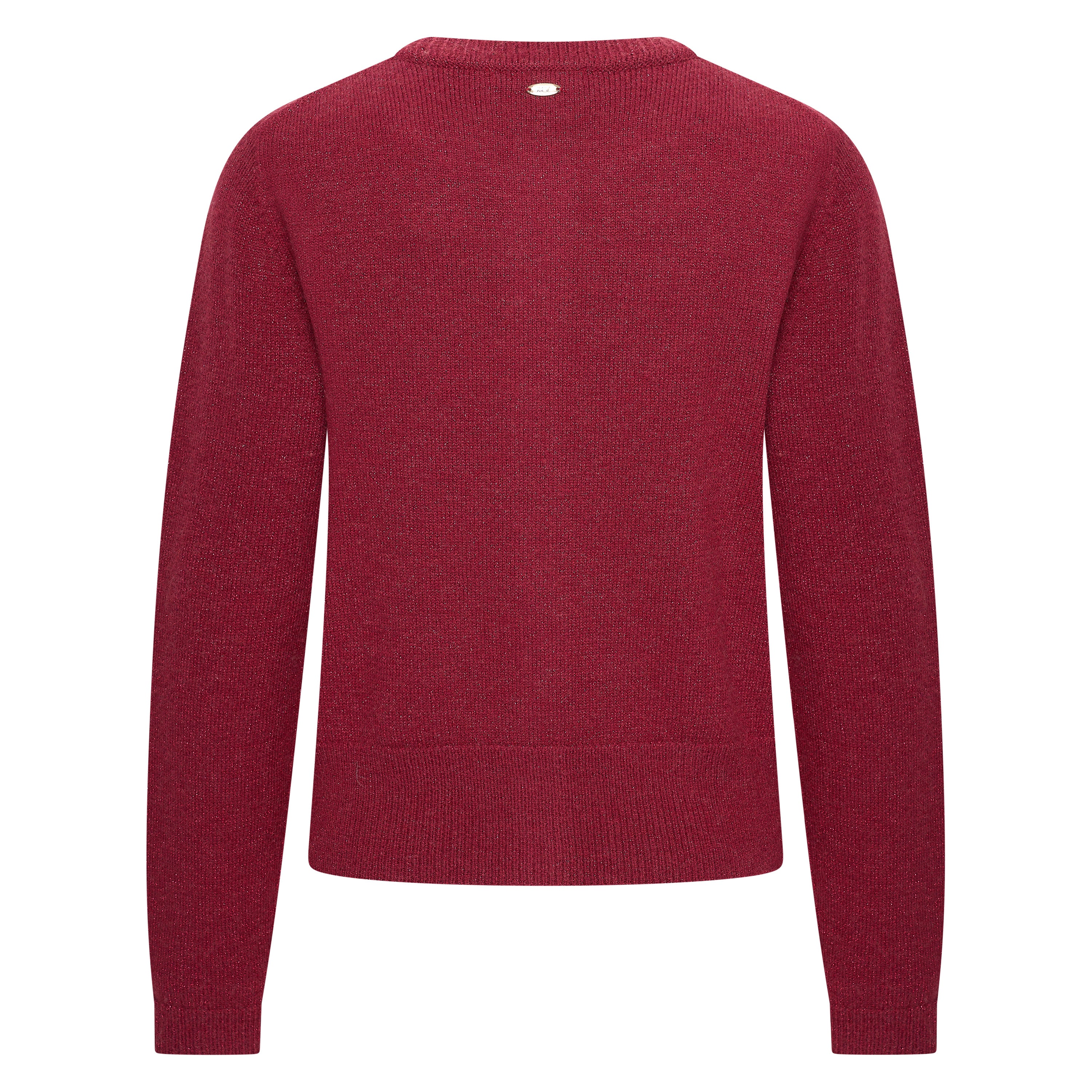 HV Society knit cardigan in burgundy with shimmer detail