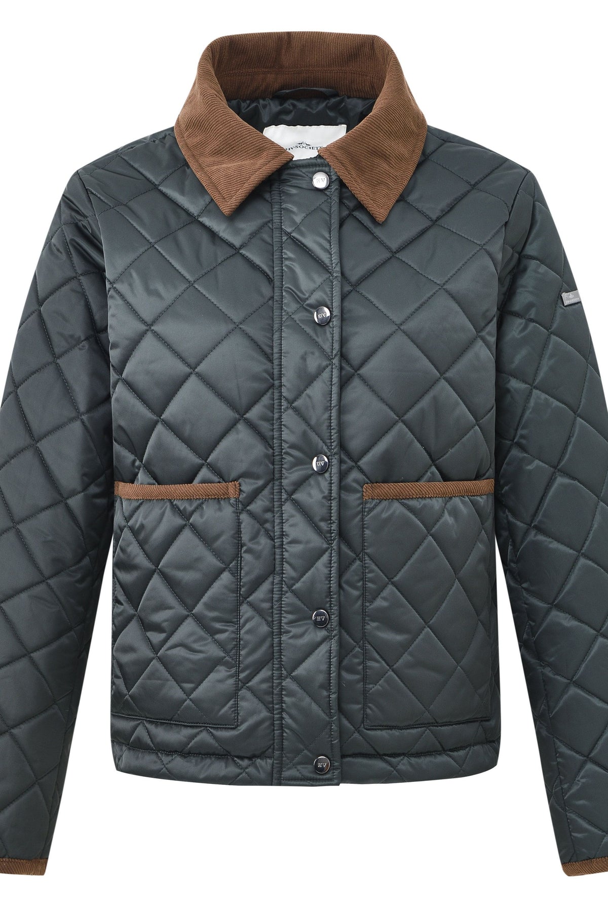 HV Society Janelle Black Forest green diamond quilted jacket – front product view