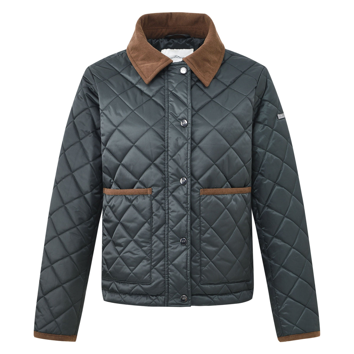 HV Society Janelle Black Forest green diamond quilted jacket – front product view