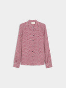 Back view of iBlues Ester apple print shirt with long sleeves